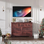 Farmhouse 7 Drawers Dresser for Bedroom with Charging Station,Wood Dressers