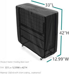 Rollaway Bed Cover, Waterproof & Dustproof Folding Bed Storage Cover, Portable Universal Fits 31-Inch Single (33''L x 12.99W x 42''H)