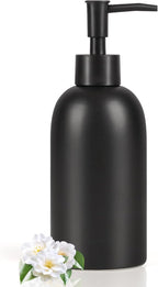 Natheeph 14OZ Ceramic Soap Dispenser Ceramic Soap Pump Dispenser Can Fill Liquid for Bathroom/Kitchen (Black)