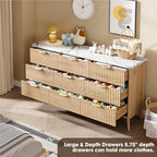 GarveeHome Fluted Dresser for Bedroom with 9 Deep Drawers, Natural Oak