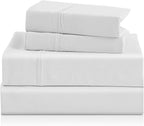 Twin Sheet Set - 3 Piece Super Soft Breathable Bed Sheet & Pillowcase Set, 16" Deep Pocket Hotel Luxury Wrinkle Free Easy Care Bedding Sheets, White