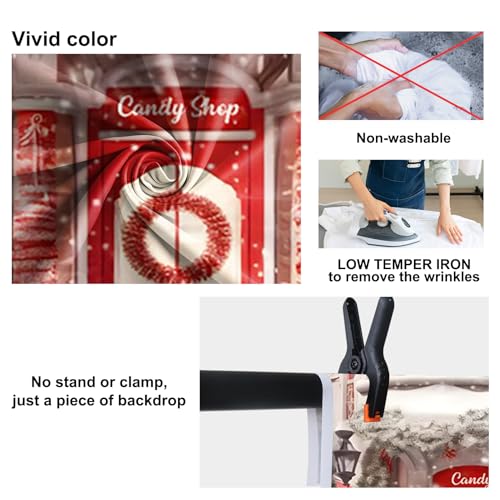 10x6.5ft Red Christmas Candy Shop Photo Backdrop Xmas Gingerbread House Banner Santa Candyland Background Christmas Baby Shower Themed Birthday Decor Candy House Party Photo Booth Props - size: 10x6.5ft