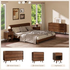 Nasonet 9 Drawer Dresser for Bedroom, 55'' Wide Mid Century Modern Wood Chest of Drawers, Large Storage Drawer Dresser TV Stand, Walnut