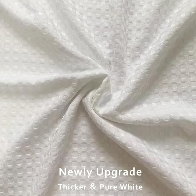 MIYE Pleated Waffle Weave Bed Skirt, Tailored Dust Ruffle 18 Inch Drop Easy Fit, Machine Washable, No Split Corners (White, Queen - 18" Drop)
