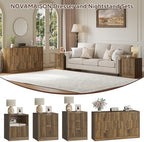 7 Drawer Dresser & 2-Drawer Nightstand Set 3-Piece, Walnut丨55 Wide Bedroom Set Night Stand Set of 2 with Metal Handle, Fluted Wood Chest of Drawers Storage Dressers Set for Bedroom