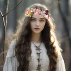 Flower Crown Wedding Flower Headband Floral Headpiece Halo Floral Crown Bridal Party Cosplay Halloween Photos - color: orange