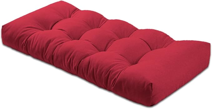 Bench Cushion 36 inches,Indoor/Outdoor Non-Slip Tufted Cushions, Premium Waterproof Linen, Soft Piano Sofa Cushions, Entryway Storage, Bay Window, High-Density Memory Foam(Dark Red-36x14x4in)
