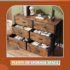 WLIVE Dresser for Bedroom with 6 Fabric Drawers, Rustic Brown