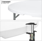 MoNiBloom 4Ft Round Folding Table, Indoor Outdoor Plastic Dining Card Table with Handle and Lock for Picnic Party Banquet Wedding, White