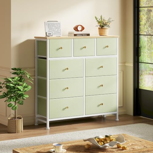 DUMOS 9 Drawer Dresser for Bedroom, Storage Organizer Chest of Drawers