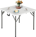 FDW 34" Folding Card Table Plastic, Portable Square Height, Perfect for Party and Parties Backyard Events, White