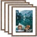 Hongkee 24x30 Frame Set of 4, 24 x 30 Rustic Brown Wood Style(Mat 18x24)