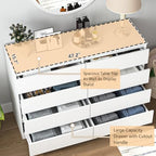 Vibe & Dine Double Dresser 8 Drawer, Modern Wooden Chest of Drawers with Wide Storage for Closet, Bedroom, Living Room, White