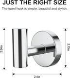 SetSail Towel Hooks for Bathrooms 4 Packs Screw-in Bathroom Towel Hook Wall Mounted Stainless Steel Shower Towel Hooks for Coat Hanging, Mirror Silver