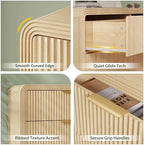 Decofy 55" W Fluted 6-Drawer Dresser for Bedroom,Natural Oak