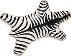 Zebra Stripe Jewelry Tray Ceramic Dishes Plate Gilded 5.9", Gold (Black)