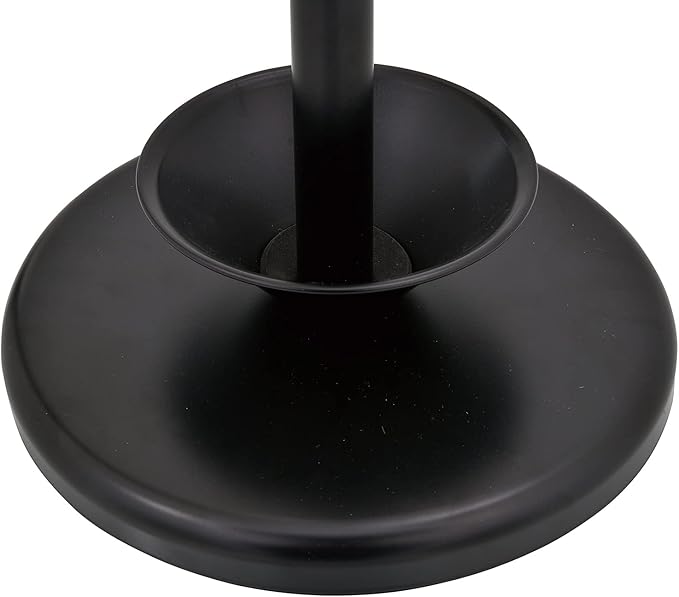 MyGift Freestanding Metal Entryway Coat Rack and Umbrella Stand with Sturdy Round Base and 6 Faux Wood Hanger Hooks
