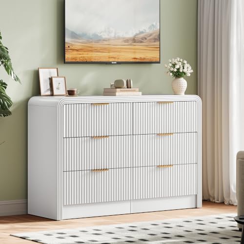 Decofy Fluted 6 Drawers Dresser, 47.2'' Wide Chest of Drawers for Bedroom
