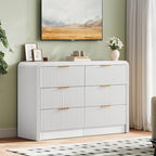 Decofy Fluted 6 Drawers Dresser, 47.2'' Wide Chest of Drawers for Bedroom