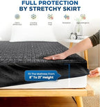 Premium 100% Waterproof Full Mattress Protector, Breathable Cooling 3D Air Fabric Mattress Cover, Soft Hypoallergenic Noiseless Bed Cover Machine Washable Vinyl Free, 8-21'' Deep Pocket (Black)