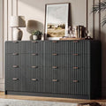HOUROM 55“ Wide Black Fluted Dresser for Bedroom with 10 Drawers
