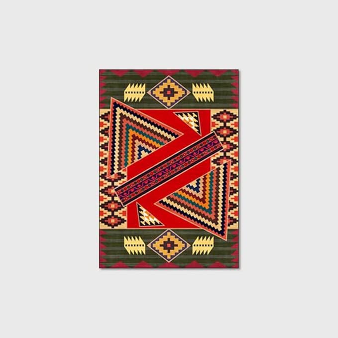 Vintage Boho Area Rugs Multicolor Ethnic Style Geometric Splicing Carpets Bedroom Living Room Kitchen Floor Mats Indoor Outdoor Non-Shedding Runner Rug Home Décor Carpet 5' X 9'