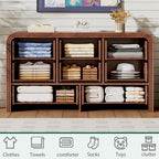 Ieejdn 55.12" Modern Chest of Drawer, 8 Deep Drawers,Clothes Organizer,Large Storage Cabinet for Living Room, Bedroom,Dresser TV Stand, Wood Drawer Organizer for Living Room, Hallway, Walnut