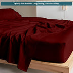 XL Twin Sheets Set - Luxury 338 Thread Count 100% Egyptian Cotton Sateen, Twin XL Sheet Set with All Around Elastic for a, Hotel Quality Bedding (Burgundy Solid)