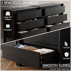 HOUROM Black 3 Drawer Dresser for Bedroom, Mid Century Modern Chest