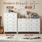 Karl home White Farmhouse 5 Drawers Tall Dresser, Bedroom Storage Chest