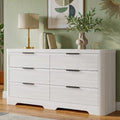 Fluted 6 Drawer Wood Dresser,Farmhouse Chest for Bedroom Entryway,White Oak