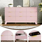 HUANLEGO Fluted Dresser for Bedroom with 9 Drawers, Pink