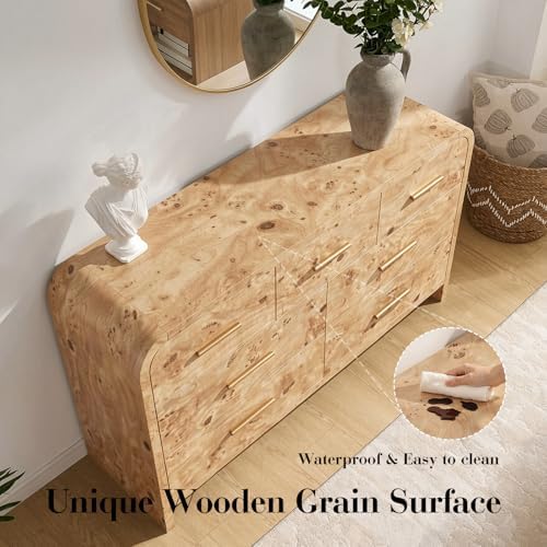 Curved Drawer Dresser for Bedroom with 7 Drawers, 54'' Wide Chest of Drawer