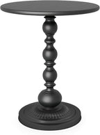 Funecy Metal Small End Table, Vintage Matte Black Round Side Table Nightstand