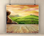 AOFOTO 8x8ft Dreamy Pastoral Scenery Photography Girl Backgrounds Cartoon Spring Hillside Meadow Sheep Backdrop with Wood Floor Rosy Clouds Grass Video Baby Kid Portrait Photo Shoot Studio Props Vinyl - size: 8x8ft