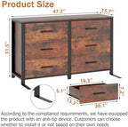 Rustic Brown Dresser for Bedroom, Wide Wood Dressers Furniture with 6 Wooden Drawer and Metal Frame, TV Stand with Deep Drawer (Rustic Brown)
