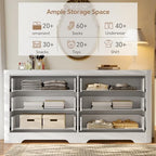 Fluted 6 Drawer Wood Dresser,Farmhouse Chest for Bedroom Entryway,White Oak