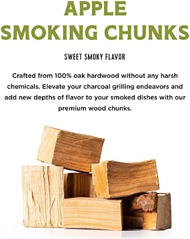 Fire & Flavor Apple Wood Chunks for Smoking and Grilling - All-Natural, Long-Lasting with a Mildly Sweet Flavor - Large Chunk Wood Chips for Smokers,Green 4 Pounds