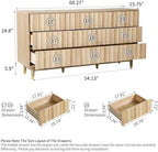 Bifins 60" Wide Fluted Dresser for Bedroom with 9 Drawers