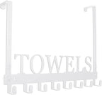 Over The Door Hooks, Towel Rack for Bathroom Towel Holder for Hanging Heavy Duty, Wall Mount Towel Hanger with 8 Hooks for Bedroom Bathroom Kitchen Towels,White