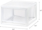 IRIS USA 14.5 Qt. Plastic Drawer Storage Organizer Stacking Drawers, 3-Pack, Stackable Unit with Sliding Drawer for Clothes Bedroom Kitchen Under Sink Pantry Craft Room Bathroom Dorm Office, White