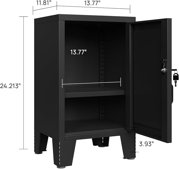ALBAD Metal Nightstand with Lockable Cabinet, Compact Mini Locker Bedside Table