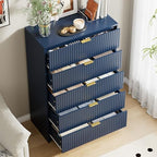 Furniway Blue Dresser for Bedroom, Modern Dresser with 5 Drawers and Smooth Slides, Wide Chest of Drawers with Golden Handles for Bedroom, Living Room, Closet, 15.7" D x 31.5" W x 47.2" H