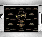 Officially Retired Black Golden Banner Backdrop for Photography, 7x5FT, Happy Retirement Party Background, Photo Booth Studio Props MBMYLU154 - size: cotton polyester-7x5ft