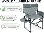 TIMBER RIDGE Aluminum Camping Directors Chair with Side Table Pocket, Portable Folding Chair, Heavy Duty Lawn Chair for Fishing Trip Picnic Concert Outdoor 400lbs, Grey 2 Pack
