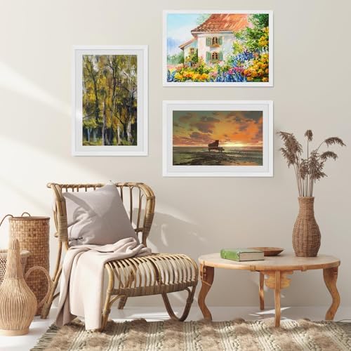 puthiac Picture Frame, White 8x10, Natural Solid Wood, 1 Pack