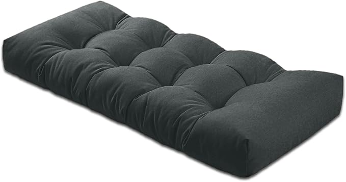 Bench Cushion 36 inches,Indoor/Outdoor Non-Slip Tufted Cushions, Premium Waterproof Linen, Soft Piano Sofa Cushions, High-Density Memory Foam(Black-36x14 x 4 in)