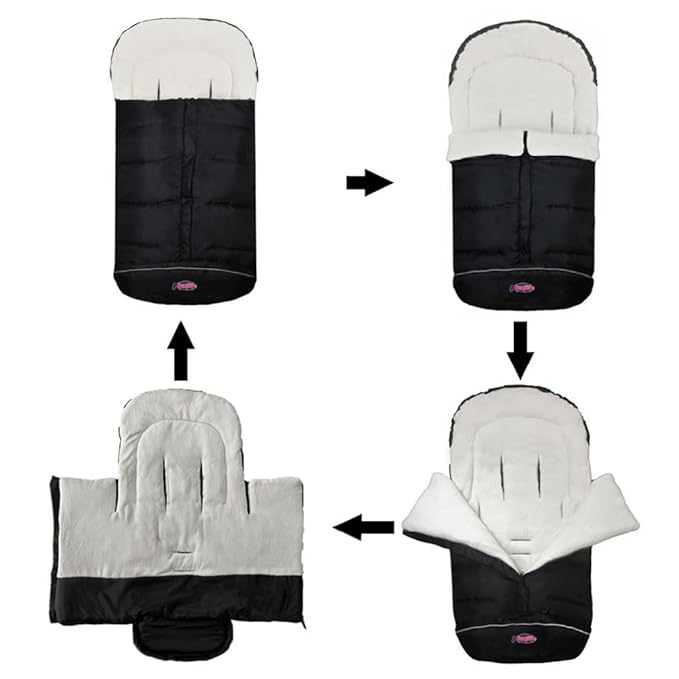 German Designed Universal Stroller Footmuff, 5 Way Zippers Style for Baby Easy in & Out of Water Repellent Winter Stroller Bunting Bag, Height/Temperature Adjustable Anti-Kick Stroller Sleeping Bag