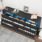 Gyfimoie 63" Black 9-Drawer Dresser for Bedroom w/Power Outlet, LED Light