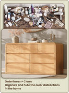 Modern 54" Wide 7 Drawers Dresser with Curved Profile Design,Oak